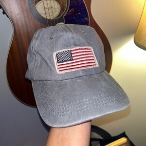 Gray Cap with American Flag Patch